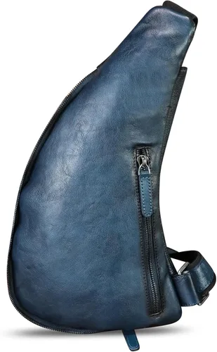 Miniatura 7 de Bolso de cuero genuino para mujeres y hombres, mochila de cuero retro para el pecho, bolso cruzado