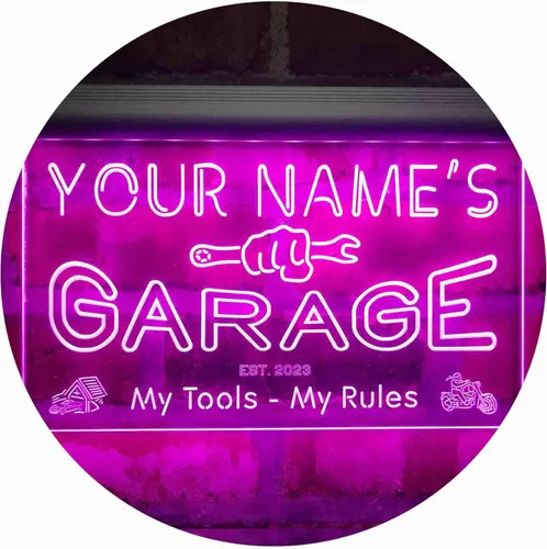Miniatura 14 de ADVPRO personalizado: tu nombre, año de fundación, tema de garaje, cueva para hombres. Decoración con luz de neón LED de doble color, verde y Verde