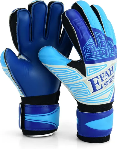Guantes de portero de fútbol para niños, jóvenes, guantes de portero de fútbol con protección para dedos y agarres dobles en la muñeca Azul