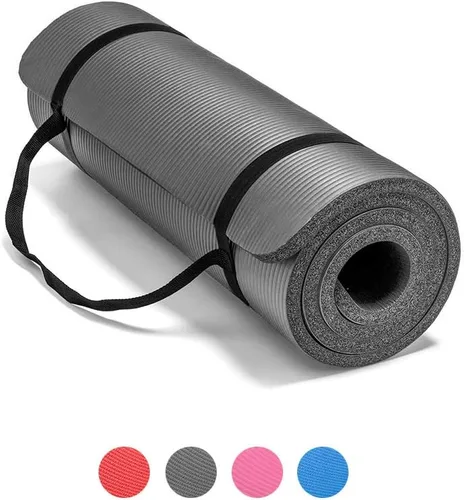 LOKATSE Home - Tapete de yoga grueso multiusos con correa de transporte de alta densidad Gris