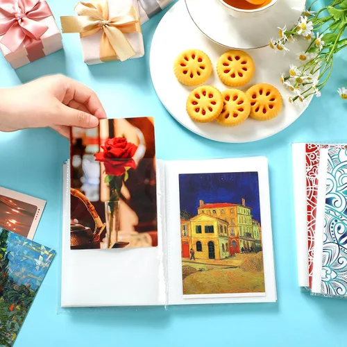Miniatura 6 de Paquete de 24 mini álbumes de fotos de 4 x 6 pulgadas, pequeño libro de fotos con insertos decorativos extraíbles y cubierta transparente flexible
