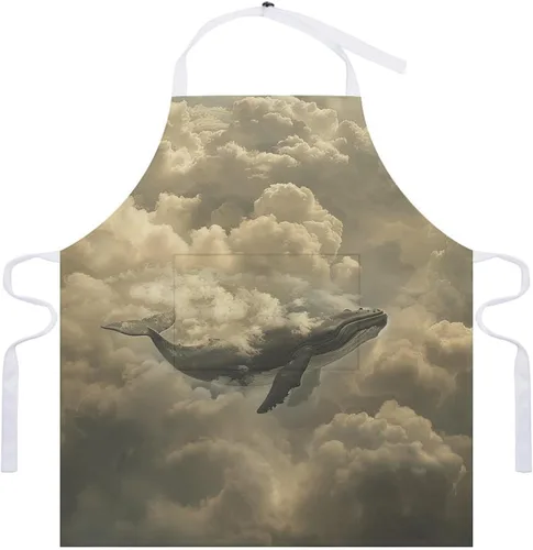 Miniatura 7 de MUSM Apron for Adults - 27.6 X 31.5 Inch, Heavy-Duty Polyester Aprons with Two Large Pockets, Waterproof Whale in The Clouds Kitchen Apron for