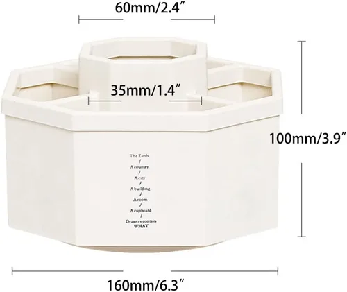 Miniatura 2 de Organizador de escritorio, soporte multifuncional giratorio de 360 grados, 5 compartimentos, organizador estacionario de escritorio, caja de Blanco