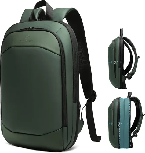 Miniatura 16 de hk Mochila de negocios para hombres de 15.6 pulgadas, delgada y expandible, impermeable, mochila de viaje para laptop, bolsa de trabajo ligera
