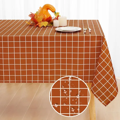 Miniatura 12 de misaya 6 Pack Rectangle Waterproof Fabric Table Cloth, Plaid Stain Resistant Polyester Tablecloth, Washable Cloth Table Cover for Dining Room