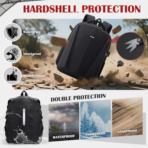 Miniatura 5 de SDYSM Mochila para cámara, funda rígida para cámara DSLR/SLR con bolsa para lentes y compartimento para portátil de 15.6" Estuche impermeable