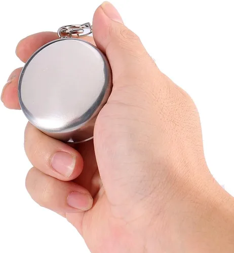 Miniatura 4 de Walfront Taza plegable de acero inoxidable con llavero, vaso de chupito portátil retráctil para camping, senderismo, beber al aire libre