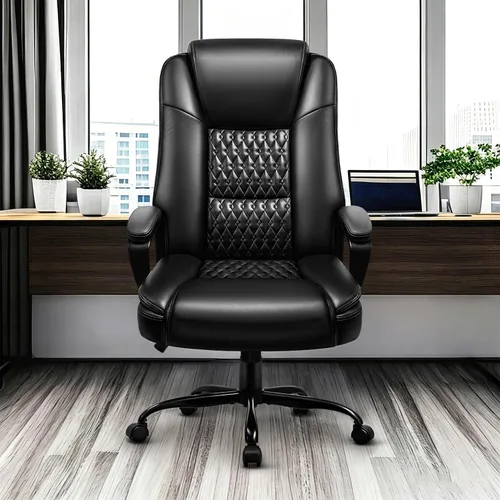 Miniatura 2 de OFIKA Silla de oficina en casa, silla grande y alta de 400 libras, diseño resistente, cojín ergonómico de respaldo alto, soporte lumbar para Negro