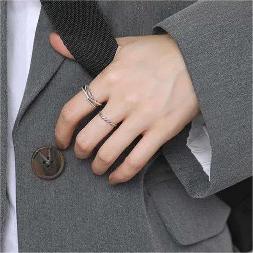 Miniatura 158 de Anillo de plata de ley 925, minimalista, ajustable, hecho a mano, para mujeres y niñas