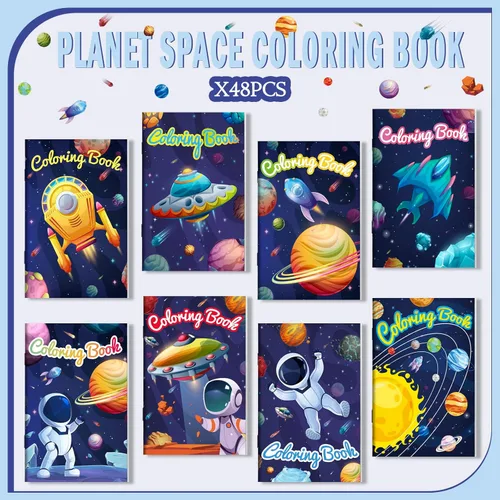 Miniatura 3 de Jutom 48 libros para colorear del espacio exterior a granel para niños y adultos, mini tema espacial astronauta galaxia cohete para el sistema