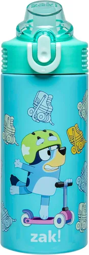 Miniatura 20 de Zak Designs Sage Kids - Botella de agua para la escuela, viajes o en casa, botella de agua de acero inoxidable de 14 onzas con pajilla, asa y tapa