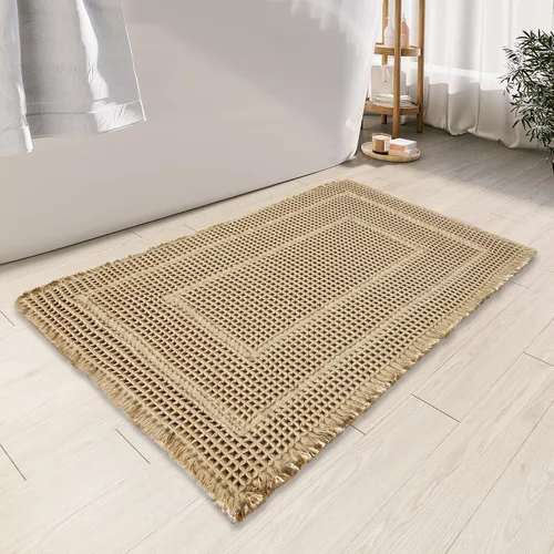 Miniatura 26 de BULULOM Alfombras de Baño Boho, Alfombra de Baño Waffle Mejorada, Alfombras de Baño Súper Absorbentes Antideslizantes, Alfombras Lavables a Máquina