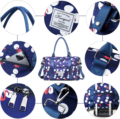 Miniatura 61 de Bolsa de gimnasio con bolsillo húmedo, bolsa de viaje plegable para mujer, bolsa de viaje impermeable para viajes, gimnasio, yoga