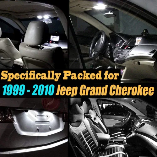 Miniatura 2 de Paquete de 10 luces LED para interior de automóvil, color blanco superblanco, 6000 K, compatible con Jeep Grand Cherokee 1999-2010