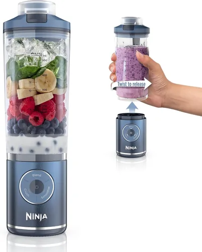 Miniatura 12 de Ninja Blast Max, Licuadora portátil + Twist & Go, licuadora personal Ninja, para batidos, mezclar, triturar hielo, 3 programas, sin cable, Crema