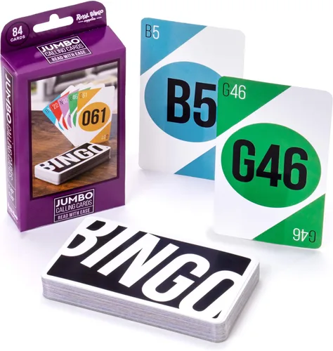 Royal Bingo - Tarjetas de llamadas jumbo – Paquete de 84 – Alta Visibilidad, 5.25 x 3.75 pulgadas por tarjeta, reemplazo para rifa y bolas
