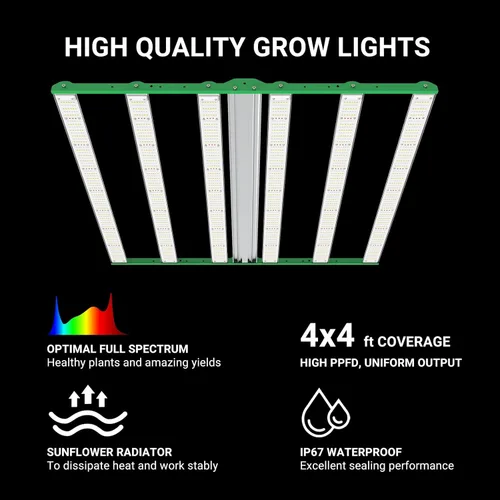 Miniatura 6 de RDJ Bouns Luz LED de cultivo de 720 W para tienda de campaña de cultivo de 4 x 4/5 x 5, 6 barras 100 V-277 V LM281B+ y diodos EPI, espectro completo