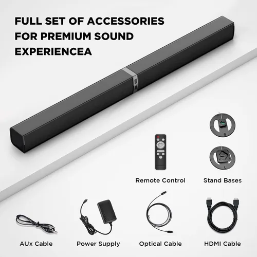 Miniatura 6 de MZEIBO Barra de sonido para Smart TV, barra de sonido Bluetooth de 80 W, altavoz de TV desmontable 2 en 1 con Bluetooth 5.0/ARC/óptico/AUX, sistema