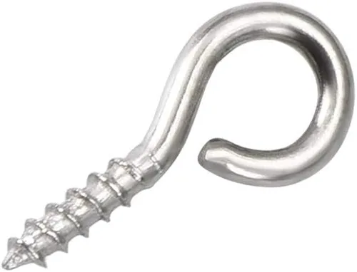 Miniatura 3 de uxcell Ganchos de ojo de tornillo pequeños de 0.59 pulgadas Tornillos autorroscantes Percha atornillada de acero al carbono Ganchos de anillo
