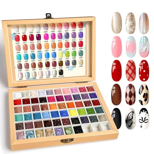 Kit de Esmalte de Gel y Herramientas de Pintura con Esponja, 57 Colores Degradado Ombré de Uñas Gel de Pintura Rubor Floreciente para Uñas de