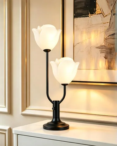 Miniatura 8 de Lightdot Lámpara de Mesa de Flores Doradas para Dormitorio, 2 Cabezas Florales 3000K Luz Blanca Cálida Regulable Lámparas de Mesita de Noche