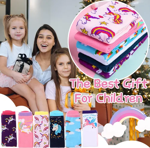 Miniatura 5 de Calcetines altos hasta la rodilla para niños y niñas 6 pares de calcetines largos y divertidos de animales coloridos para niños