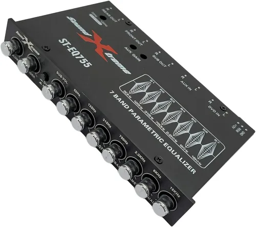 Miniatura 3 de SoundXtreme ST-EQ755 ecualizador paramétrico de audio para auto de 7 bandas de 1/2 din EQ con salida delantera, trasera + sub de 8 voltios RMS, tres
