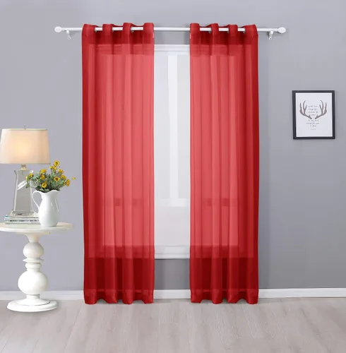Miniatura 23 de Interior Trends Ariana - Juego de 2 cortinas de gasa transparente totalmente cosida con ojales (63 pulgadas de largo, beige)