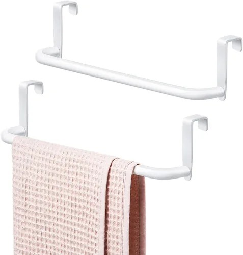 Miniatura 9 de 2 piezas barra toallero de metal para gabinete de cocina, barra toallero de acero para colgar en el interior o exterior de las puertas, hogar, Negro