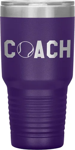 Miniatura 14 de Vaso de entrenador de tenis – Regalo de entrenador de tenis de 30 onzas con aislamiento de acero inoxidable grabado, color negro