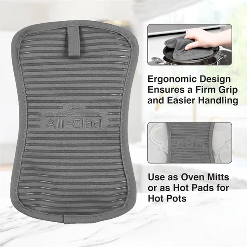 Miniatura 3 de All-Clad Soporte prémium para ollas y almohadilla térmica, (paquete de 2) resistente al calor hasta 500 grados, 100% algodón de 10 x 6.25 pulgadas
