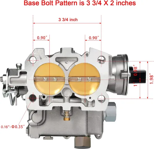 Miniatura 2 de Carburador marino de 2 barriles para Mercruiser Rochester Mercarb 3.0L 2.5L 4 CYL Motores con estrangulador eléctrico y juntas de chorros de enlace