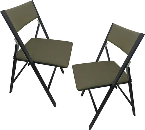 Miniatura 10 de 2 sillas deportivas para adultos, sillas de oficina plegables tapizadas, silla de salón portátil al aire libre para oficina, cocina (negro, grande)