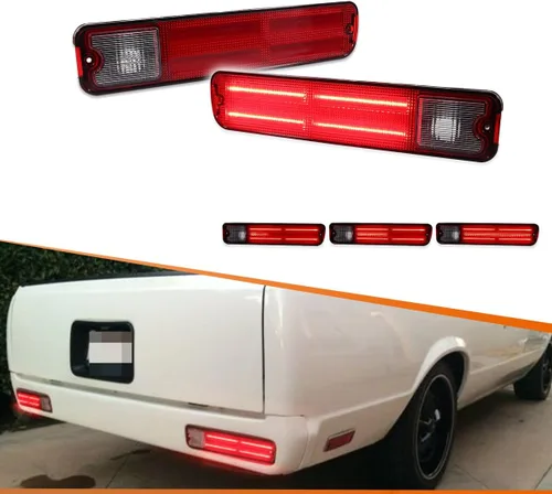 ADIIL 2 piezas de luz trasera con lente transparente 3-en-1 LED Luces de cola intermitentes secuenciales para 1979-1987 Chevrolet El Camino Malibu