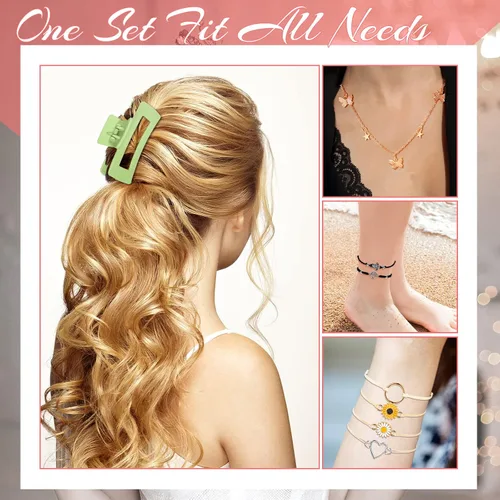 Miniatura 5 de 49 pulseras de amistad con ondas de surfista, gargantilla en capas, accesorios de clip cuadrado para el cabello para mujer