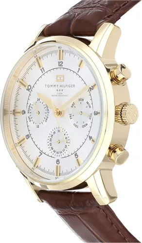 Miniatura 3 de Tommy Hilfiger Reloj dorado con malla de cuero color café para hombre 1790874