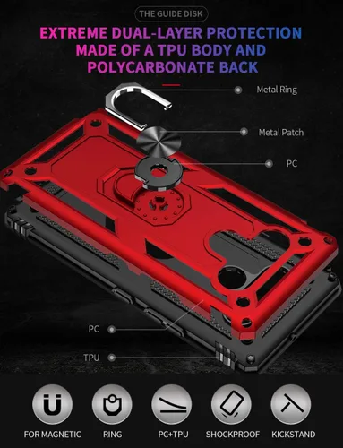 Miniatura 6 de Dionsibei Carcasa de grado militar para LG Stylo 6, soporte de anillo giratorio de metal 360, soporte magnético para montaje en automóvil, funda