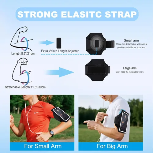 Miniatura 4 de Brazalete para correr con funda para auriculares y ranura para tarjetas, soporte para teléfono para iPhone 17 16 15 14 Pro Max Plus Galaxy S25 S24