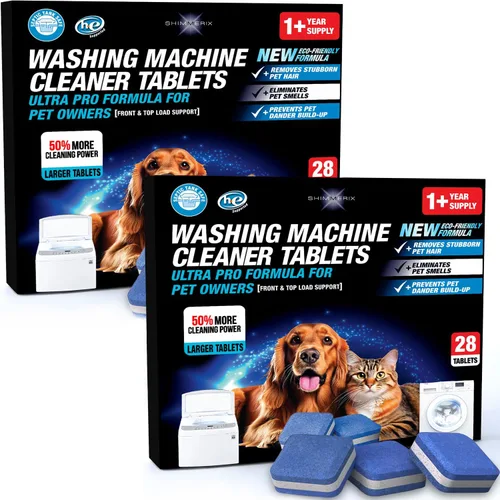 Miniatura 12 de Tabletas limpiadoras de lavadora para dueños de mascotas - Limpieza profunda de lavadora de carga frontal y superior - Seguro para tanque séptico