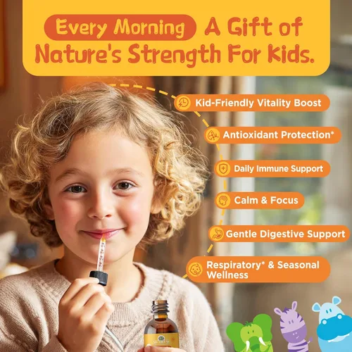 Miniatura 6 de Natural Kids Herbal Morning Drops – Verdes líquidos diarios + mezcla de superalimentos antioxidantes con saúco, espirulina, goji y arándano, suave