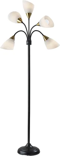 Adesso Lámpara de pie con 5 pantallas móviles y brillo ajustable, iluminación perfecta para decoración de dormitorio, estudio de belleza y arte,