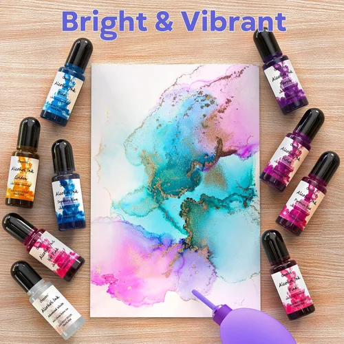 Miniatura 5 de CHEAPART Juego de tinta de alcohol de 24 colores vibrantes, tinte de resina de alta concentración, secado rápido, a base de alcohol, pigmento