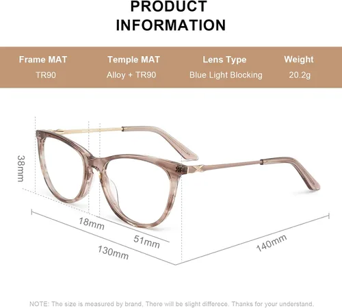 Miniatura 4 de Gafas de lectura de ojo de gato para mujer, lectores de bloqueo de luz azul, montura de acetato y bisagra de resorte Champán