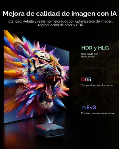 Miniatura 5 de NexiGo Proyector para exteriores PJ40, compatible con Netflix/YouTube/Prime Video, 800 lúmenes ANSI, mejora de imagen AI, proyector de video nativo