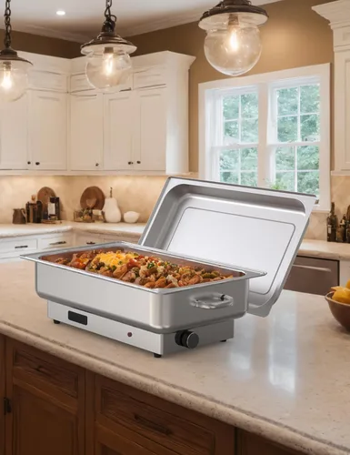 Miniatura 7 de GarveeHome Juego de bufé eléctrico de acero inoxidable con 1 sartén y tapa de 9 cuartos de galón, control de temperatura de 400 W, 86-200 °F