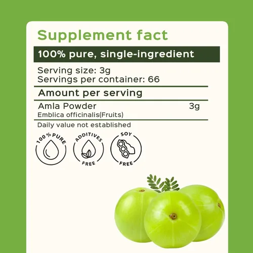 Miniatura 3 de bixa BOTANICAL Amalaki Amla Berries Powder Grosella espinosa india Rico en vitamina C natural Sin OMG Sin gluten Sin conservantes
