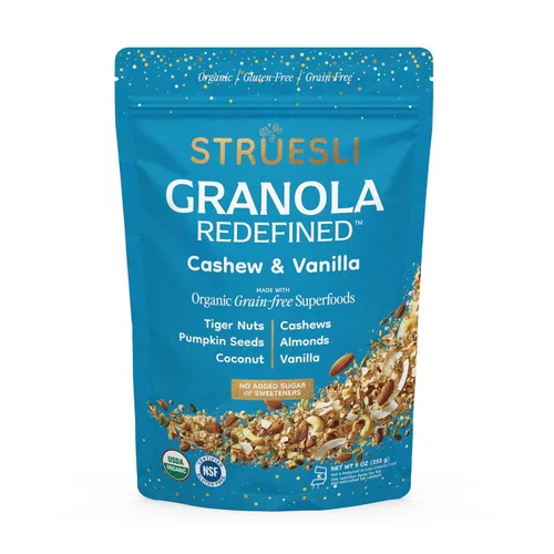 Miniatura 18 de Struesli Cacao + Café Orgánica Granola, Sin Granos y Sin Gluten, Bocadillos Saludables con Cacao, Café, Frutos de Chufa, Nueces Pecanas, Nueces