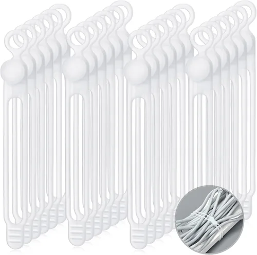 Miniatura 14 de Nuanchu 40 bridas de silicona reutilizables, correas ajustables, organizador de cables de carga multiusos para sujetar cables de carga