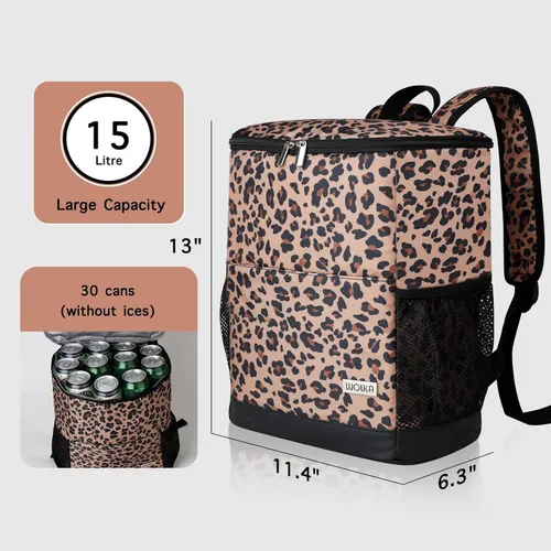 Miniatura 3 de Mochila Enfriadora Wolka 30 Latas, Mochilas Enfriadoras Portátiles Aisladas a Prueba de Fugas, Bolsa Enfriadora Impermeable de Lado Suave