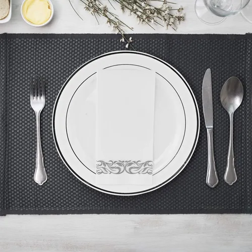 Miniatura 5 de FOCUSLINE 200 toallas de baño desechables con tacto de lino, toallas de mano de papel suaves y absorbentes para invitados, toallas de mano de papel